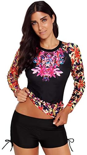 Women's UV Sun Protection Long Sleeve Split Swimsuit Sport Quick-Drying Surfing Swimwear