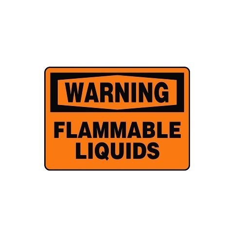 Warning Flammable Liquid Sticker, 14" x 10" Industrial