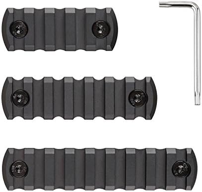 Tough Tactical Tools M-Lok Picatinny Rail Sections, 5-Slot 7-Slot 9-Slot Aluminum Picatinny/Weaver Rail Fits M-LOK Hand Guard, Solid-Style, Pack of 3 (5/7/9-Slot), Black