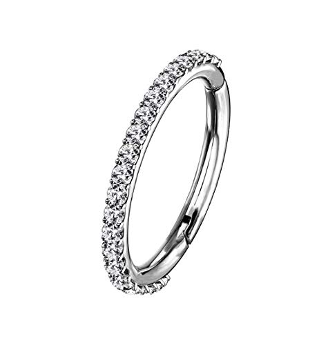 OUFER 16G 1.2mm Stainless Steel Cartilage Earring Hoop Small CZ Line Helix Earring Hoop Tragus Daith Rook Snug Piercing