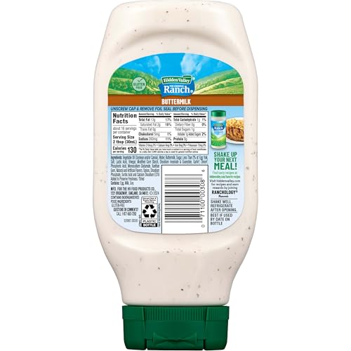 HIDDEN VALLEY BUTTERMILK RANCH CONDIMENT AND DRESSING, EASY SQUEEZE BOTTLE, 16 FL OZ (PACKAGE MAY VARY)