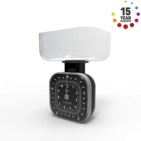 Salter Cube Mechanical Kitchen Scale Analogue Retro Style Scale With Large Easy To Read Traditional Precision Dial Display Metric Imperial Measurement Dishwasher Safe Bowl Compact Black Buy Online At Best Price
