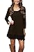 MiYang Women's Long Sleeve A-line Lace Stitching Trim Casual Dress L Brown