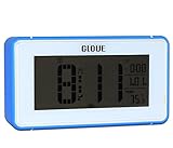 Gloue 21 polyphonic music Digital Alarm Clock ,snooze and Large Display and Smart backlight,Battery Operated and Temperature Display (Blue)