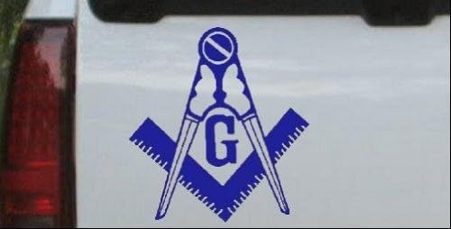 NI315 Masonic Square and Compass Car Window Wall Laptop Decal Sticker | Premium Quality Blue Vinyl Decal | 5.5-Inches By 5-Inches