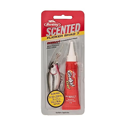 Berkley Scented Flicker Shad Fishing Lure, Black Silver, 3/16 oz, 2in | 5 cm, S…