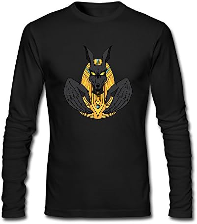 Man Anubis Werewolf Art Egypt God Cotton Athletic Long-Sleeve T-Shirts Crew-Neck