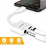 Lightning to 3.5mm Headphone Jack Dongle Adapter for iPhone X 8/8Plus 7/7Plus iPod/iPad.Lightning Cable Audio Earphone Aux Jack Charger Splitter Adaptor Charge+Volume+Music Control Support iOS11.3