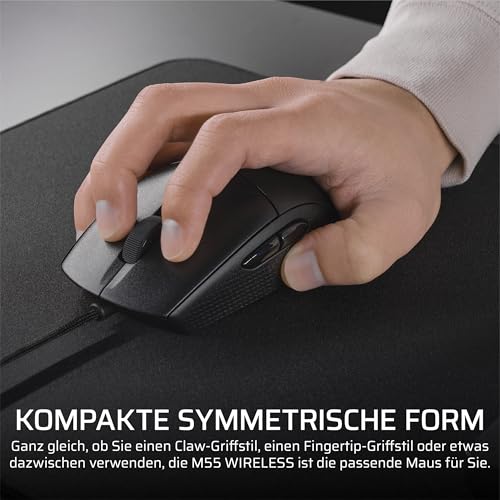 Corsair M55 Leichte FPS-Gaming-Maus mit Kabel – 16.000 DPI – Sechs Programmierbare Schaltflächen – Texturierte Seitengriffe – Schwarz thumbnail 3