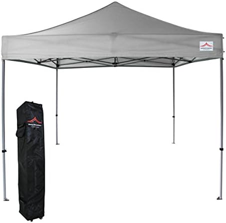 UNIQUECANOPY Classic 10x10 Ez Pop up Canopy Instant Tent Outdoor Party Gazebo Portable Folded Commercial shelter, with Wheeled Carrying Bag Grey