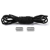 fayle Shoelace 1 Pair Sneakers No Tie Accessories Elastic Lazy Kids Adults Metal Cap Strap Quick Release und Sports Stretching Lock Shoestrings(Black)