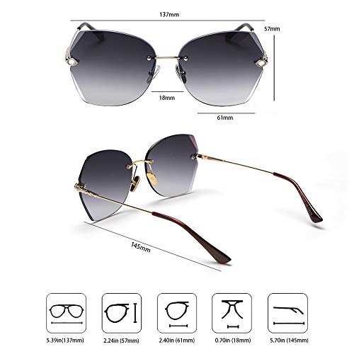 SOSUSHOE Sunglasses For Women Oversized Rimless Diamond Cutting Colorful Lens Fashion
