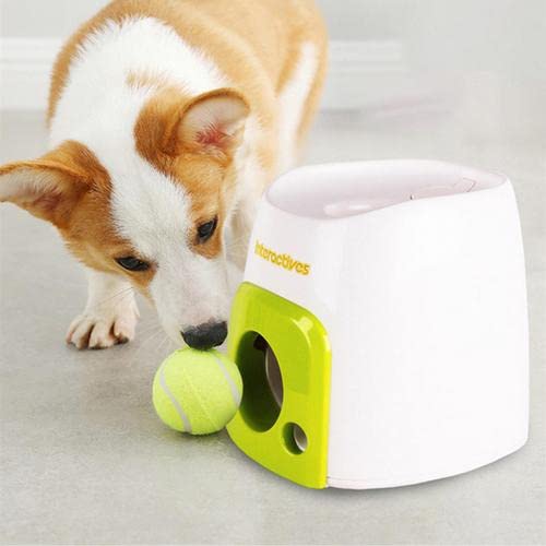 Photo 1 of Cawevon Automatic Interactive Tennis Machine Dog Feeder Ball Launcher Dog Toy Ball Thrower Enrichment Toys for Dogs. Interactive Puppy for Small and Medium Size Dogs, 3 Balls Included (2 inch)