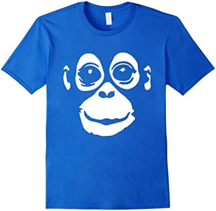 Mens Funny Monkey Orang utan face T-shirt XL Royal Blue