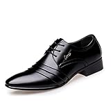 JJyee Men's Formal Oxford Wedding Tuxedo Shoes Lace up Black