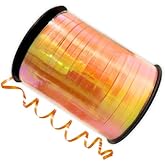 500 Yards Light Orange Iridescent Curling Ribbon, 1/5 Inch Width, Holographic Christmas Wrapping Ribbons for Balloon String, Wedding Birthday Party Decor, Florist Flower Crafting (1 Roll)