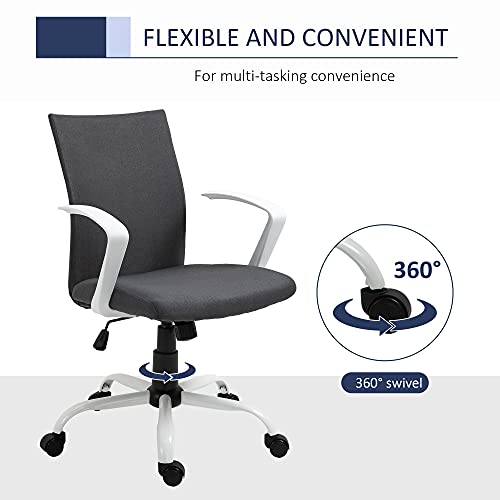 Vinsetto Mid Back Home Office Chair with Adjustable Height, High Armrests and Rocking Function
