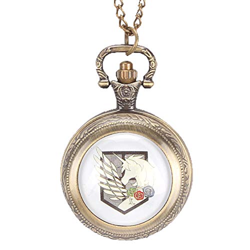 Quartz Pocket Watch, Attack on Titan Three Corps Flag Pocket Watches for Men, Necklace Pocket Watch Gift