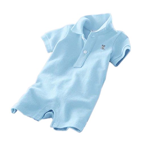 Baby Polo Bodysuit Infant Romper Toddlers Onesies Learn Creeping Climbing Blue