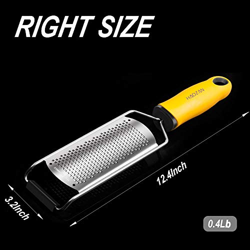 PRO Zester Grater - Parmesan Cheese, Citrus, Lemon, Lime, Ginger, Chocolate, Fruits, Soft Grip Handle, Fine Stainless Steel Blades with Protector, Hand-held Kitchen Tool, Dishwasher Safe