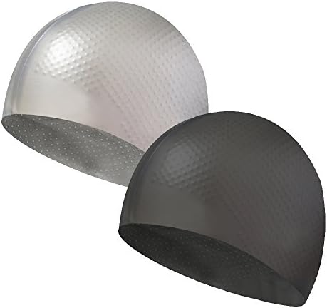 Swim Caps 2 Pack, Silicone Long Hair Swimming Caps for Kids Women and Men - Anti Slip Design - High Elasticity