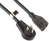 12" Extension Cord with Flat Rotating Plug - Black