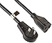 12" Extension Cord with Flat Rotating Plug - Black