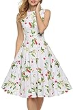 REPHYLLIS Women Sleeveless Floral Print Retro 1950'S Evening Party Swing Dress