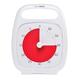 Time Timer PLUS 60 Minute Visual Analog Timer; Optional Alert (Volume-Control Dial); Silent Operation (No Ticking); 5.5” wide x 7” tall; Time Management Tool; White