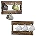 MyGift Wall Mounted Mug Rack - Burnt Wood 8-Hook Coffee Tea Cup Hanging Rack, Set of 2