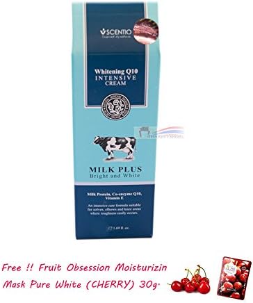 SCENTIO WHITENING Q10 INTENSIVE CREAM MILK PLUS BRIGHT &amp; WHITE FOR SOLES, ELBOWS AND KNEES CLEAR DARK SPOT FINE LINES ANTI AGING[GET FREE TOMATO FACIAL MASK]