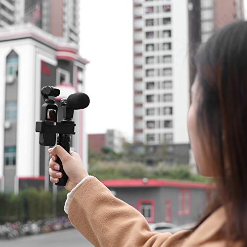 Skyreat Aluminum External Microphone Mount Holder for DJI Osmo Pocket Accessories,with 2 Cold Shoe Interface & 1/4" Screw Hole Support Led Light & Tripod Mount
