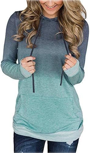 ShallGood Womens Long Sleeve Stripes Hoodie Sweatshirt Ladies Autumn Winter Hooded Color Blocking Pullover Turtleneck Tops Coat