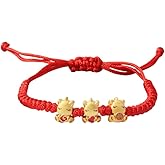 ChungLong0593 2026 New Year Red String Lucky Horse Bracelet, Adjustable Chinese Zodiac Animal Charm Bracelet with Cute Gold-Plated Charms, Feng Shui Protection & Prosperity Jewelry Gift for Women Men