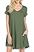MOLERANI Women's Summer Casual Loose Pocket Tunic Dress(Army Green,S)