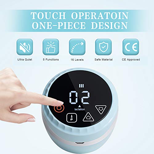 PiAEK Electric Breastfeeding Pumps, Integrated Portable Milk Breast Pump Rechargeable Battery Adjustable Massage Suction (Include 2 Pcs Nursing Pads Free)
