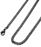FIBO STEEL 3.5mm Stainless Steel Curb Link Chain Necklace for Men Women, 16-30 inches