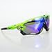 Road Mountain Cycling Glasses Goggles Eyewear Polarized Cycling Bicycle Sunglasses ,With 5 Interchangeable Lenses (Green and black)