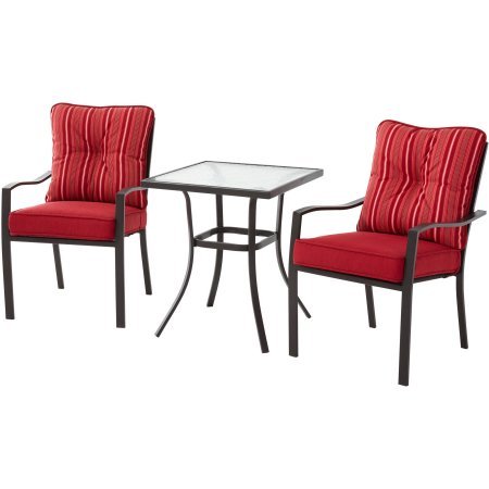 Mainstays Forest Hills 3-Piece Outdoor Bistro Set – Red