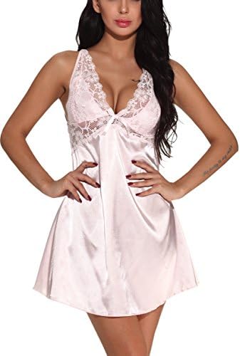 Bedarling 2017 Women Nightgown Backless Sleep Skirt Lace Lingerie Sexy Sleepwear (X_Large(US L), Pink)