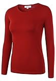 Vetemin Women Basic Soft fit Long Sleeve Round Crew Neck T shirt Bottoming shirt