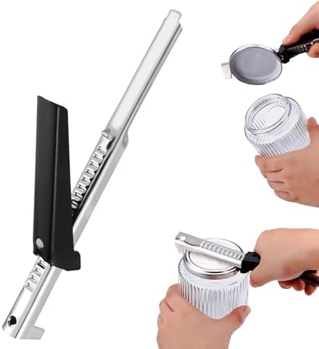Abridor de latas manual ajustável, abridor de frascos em aço inoxidável, abridor de latas ajustável para mãos fracas Crianças, idosos, mulheres, pretos