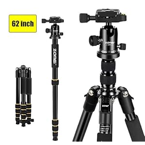 ZOMEi Camera Tripod 62″ Light Weight DSLR Tripod with Ball Head Quick Release Plate and Carrying Case (Aluminum Tripod)