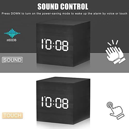 WulaWindy Digital Alarm Clock Wooden LED Light Multifunctional Modern