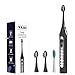 Sonic Electric Toothbrush Deep Clean as Dentist Sonicare Rechargeable Waterproof Toothbrush 5 Modes 2 Replacement Heads Tongue Brush by YASI (Black)