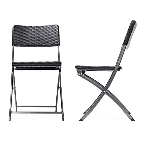 Relaxdays Klappstuhl BASTIAN, Gartenstuhl klappbar HBT 82 x 44 x 50 cm, Balkonstuhl, Rattan-Optik, schwarz (1er Pack) – Bild 7