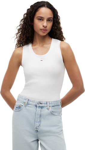 Camiseta de Tirantes Mujer Essential Rib Slim Fit, Blanco (Ecru), S