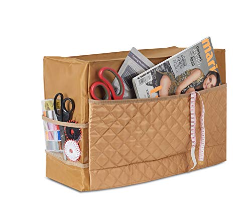 Sewing Machine Cover with 3 Convenient Pockets - Protective Quilted Dust Cover Pro - Universal for Most Standard Singer & Brother Machines - | Rodi's (Beige)