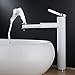 Fapully Contemporary Bathroom Sink Faucet with Rotating Spout 11.8 inch Tall Vessel Sink Faucet,Chrome & White