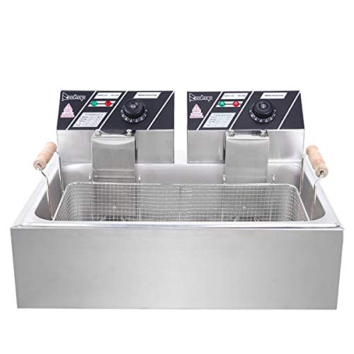 Heavy Duty Deep Fryer, 23.26Qt/22L Stainless Steel Large Single-Cylinder Electric Fryers with Removable Basket and Professional Heating Element, 110V Oil Consumption 12.7Qt/12L Oil Pan, 5000W Max US Plug (22L)